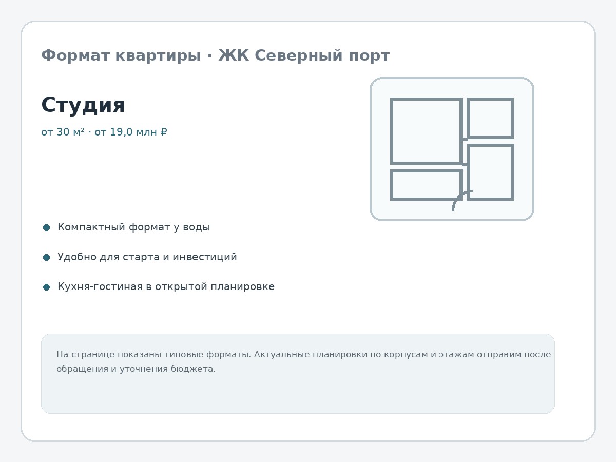 Формат квартиры — Студия в ЖК Северный порт